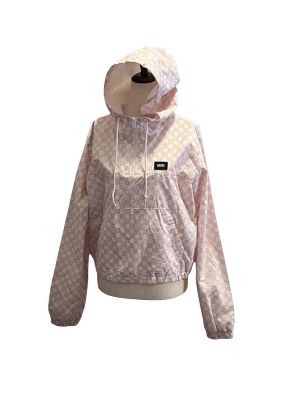 Vans Kastle Checkered Windbreaker Jacket – Pink Checkerboard – Size XL